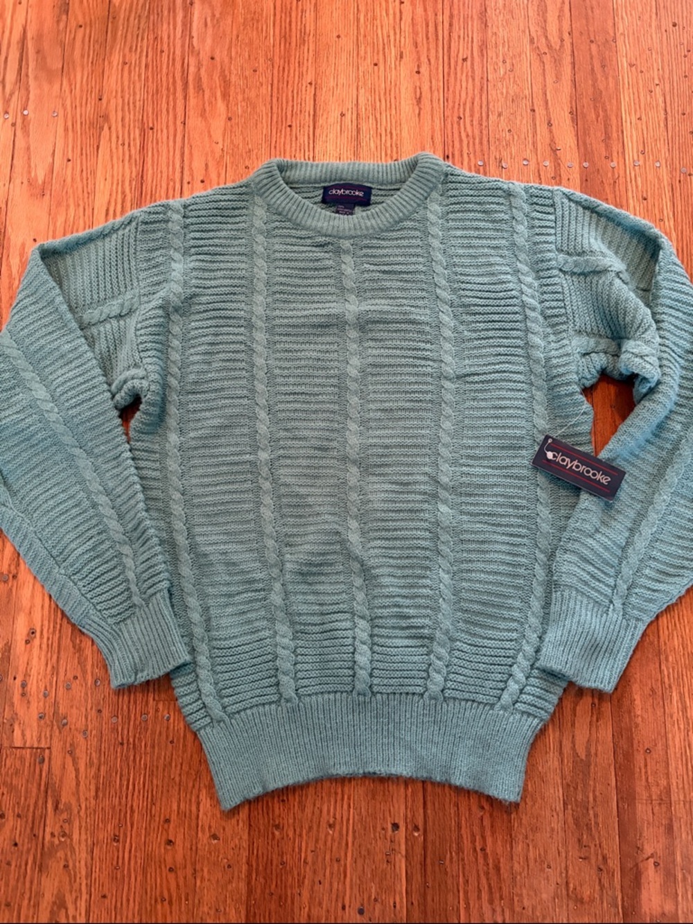Claybrooke Vintage Y2K Textured Crewneck Pullover Sweater New Old Stock Teal M - Picture 2 of 6